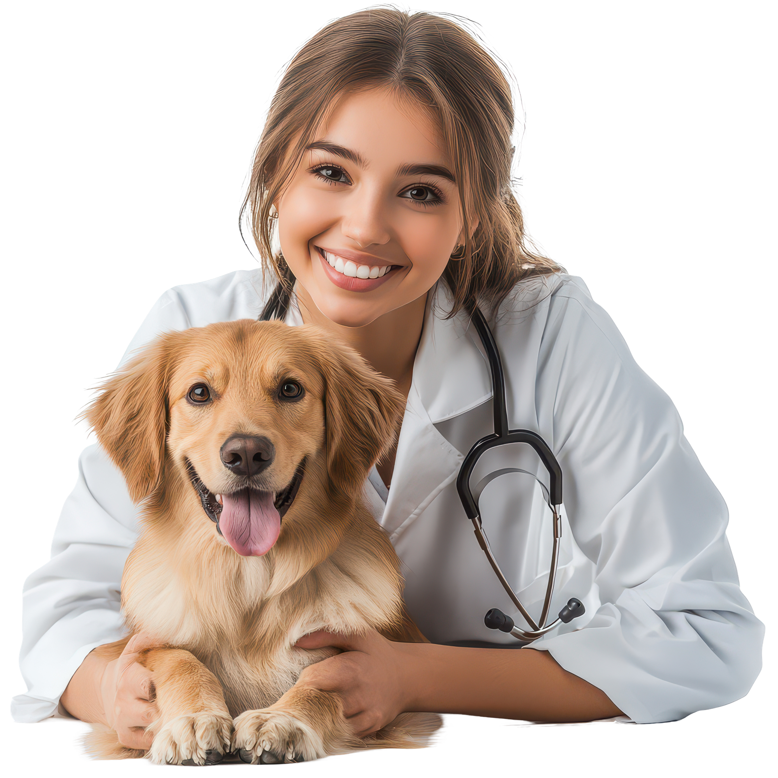 Veterinaria con perro